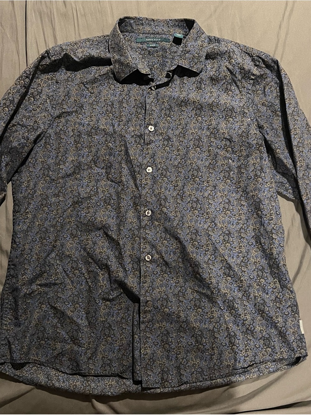 Perry Ellis Navy and Light Blue Floral Dress Shirt